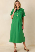 Women's Read the Signs Green Short Sleeve Maxi Dress | 80% Polyester & 20% Cotton 6