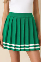 Women's Ready For What's Next Green Pleated Mini Skirt | 60% Cotton & 40% Acrylic 1