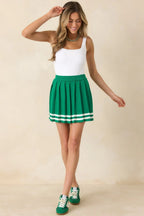 Women's Ready For What's Next Green Pleated Mini Skirt | 60% Cotton & 40% Acrylic 3