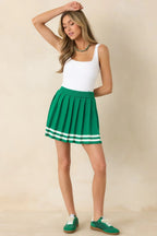 Women's Ready For What's Next Green Pleated Mini Skirt | 60% Cotton & 40% Acrylic 4