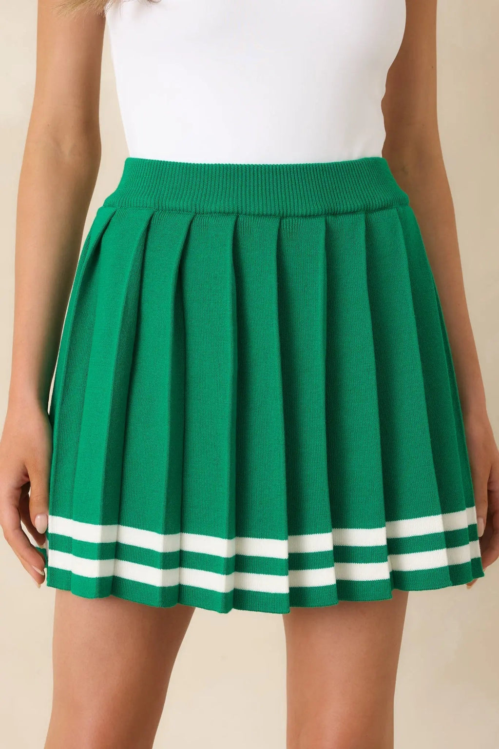 Women's Ready For What's Next Green Pleated Mini Skirt | 60% Cotton & 40% Acrylic 5