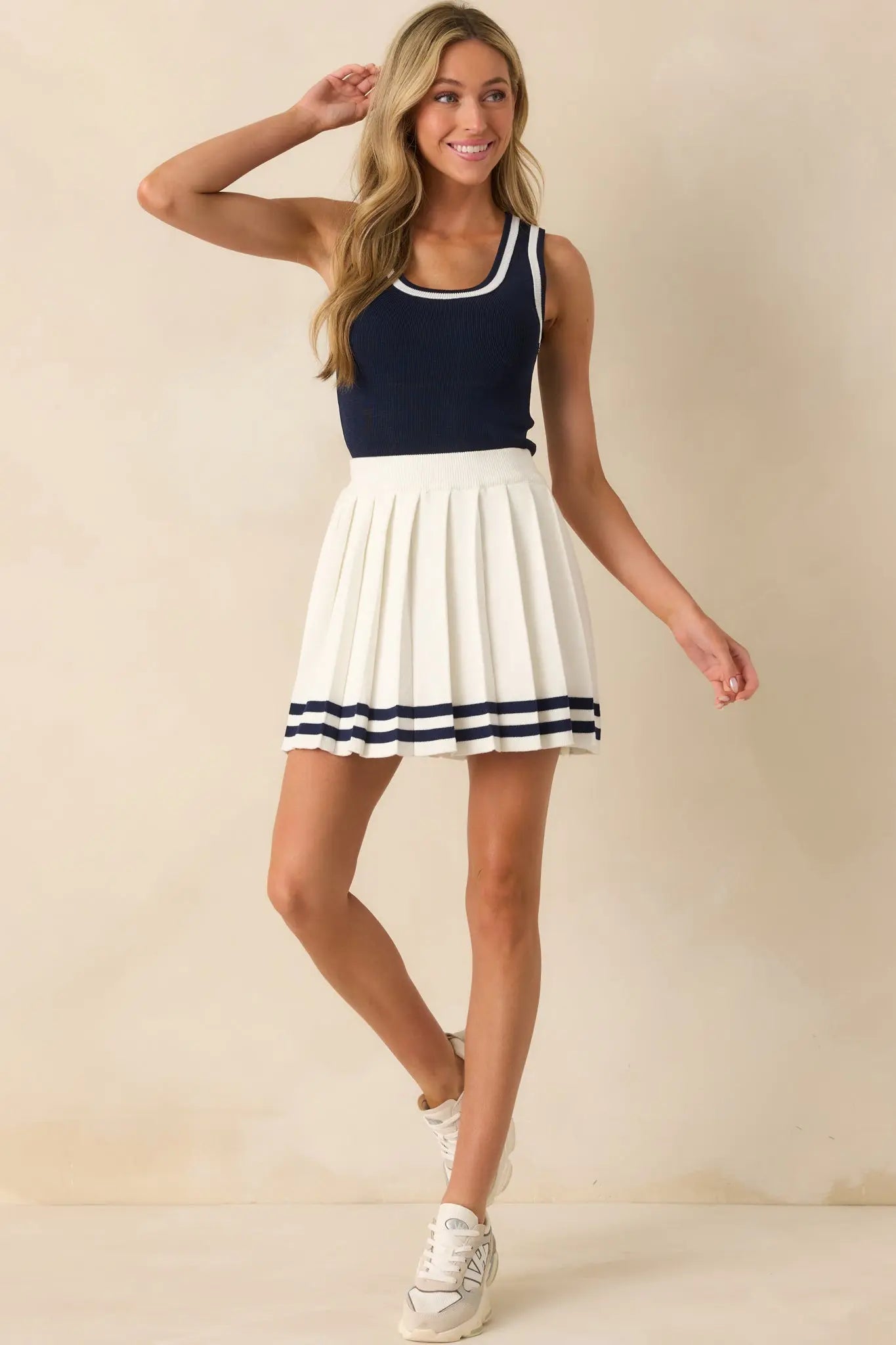 Women's Ready For What's Next White Pleated Mini Skirt | 60% Cotton & 40% Acrylic 0