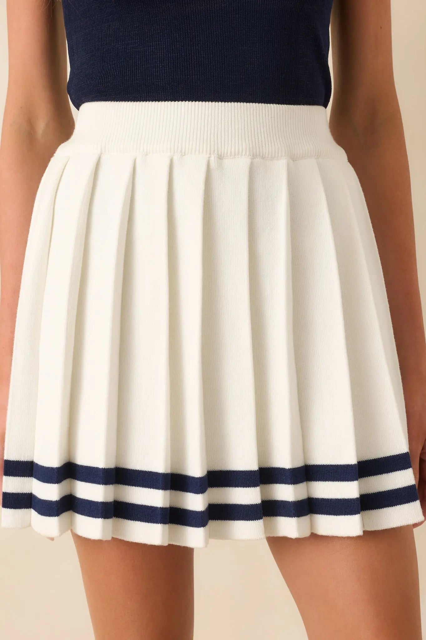 Women's Ready For What's Next White Pleated Mini Skirt | 60% Cotton & 40% Acrylic 1