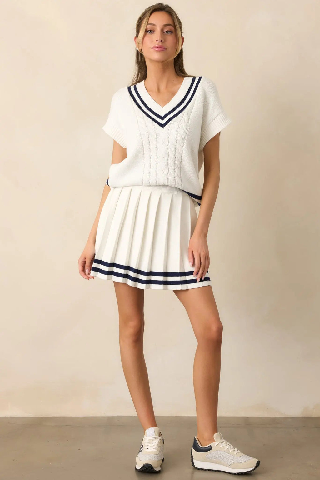 Women's Ready For What's Next White Pleated Mini Skirt | 60% Cotton & 40% Acrylic 3
