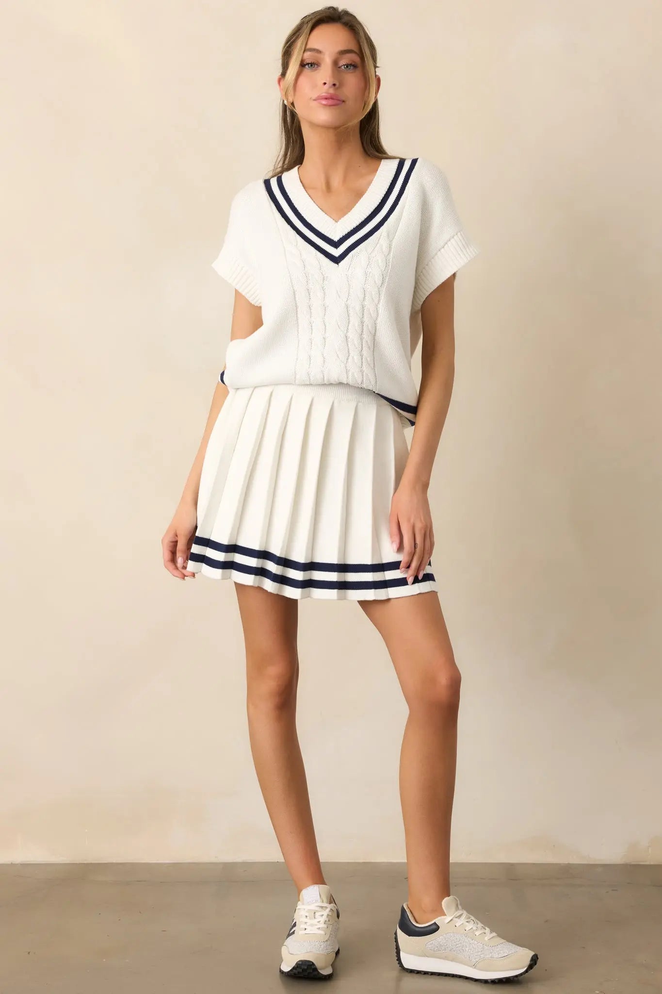 Women's Ready For What's Next White Pleated Mini Skirt | 60% Cotton & 40% Acrylic 3