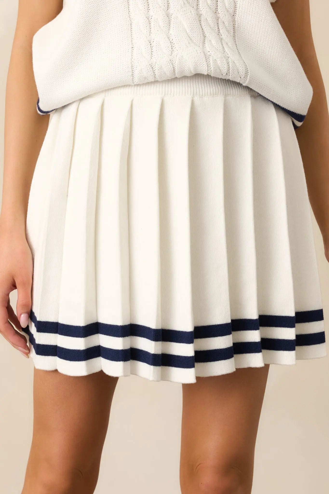 Women's Ready For What's Next White Pleated Mini Skirt | 60% Cotton & 40% Acrylic 4