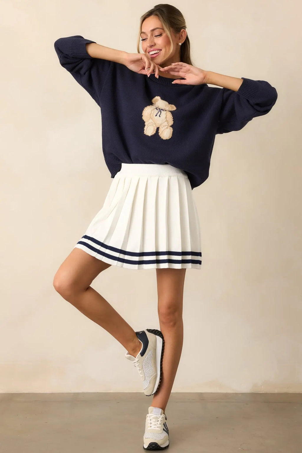 Women's Ready For What's Next White Pleated Mini Skirt | 60% Cotton & 40% Acrylic 5