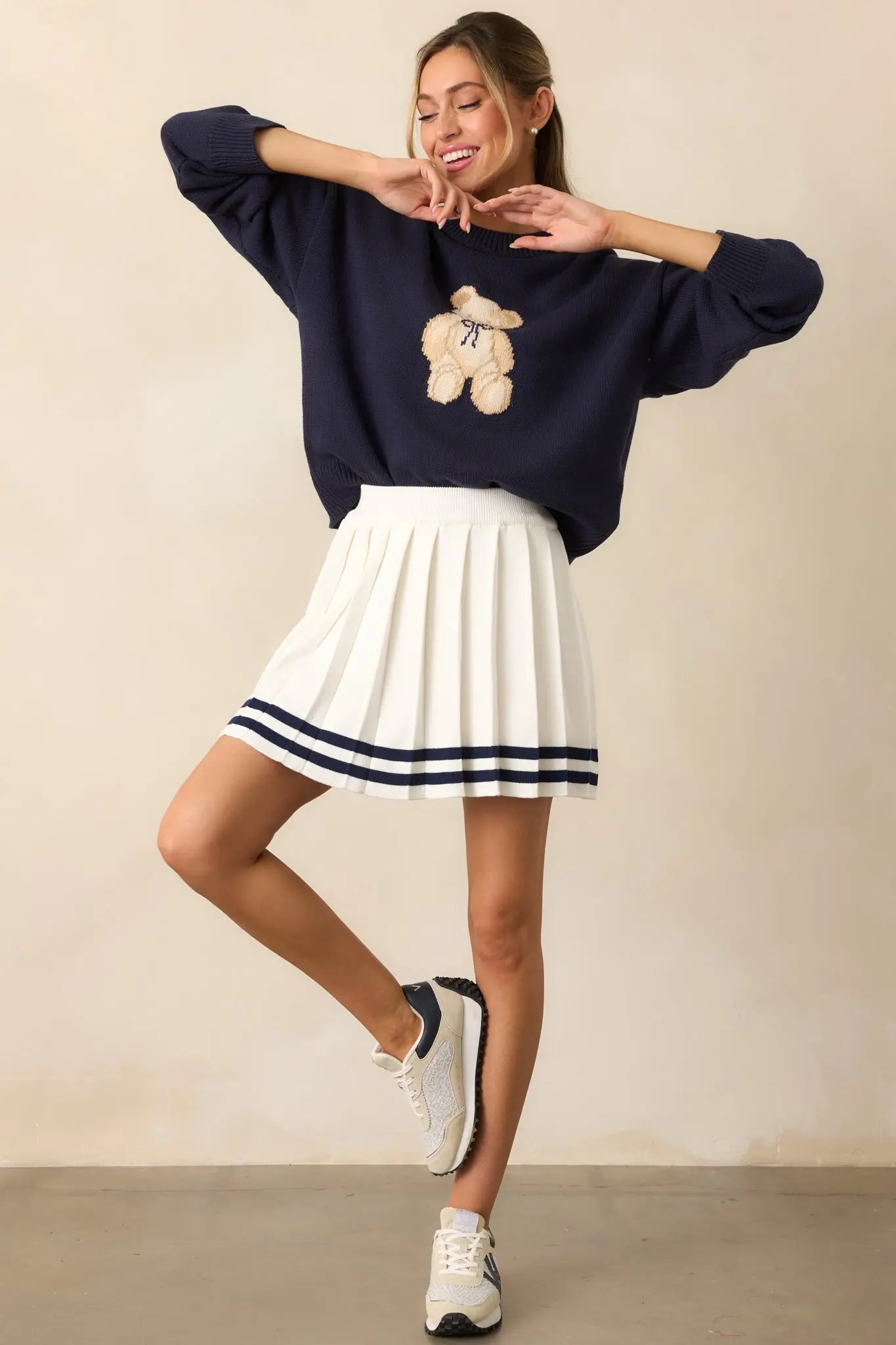 Women's Ready For What's Next White Pleated Mini Skirt | 60% Cotton & 40% Acrylic 5