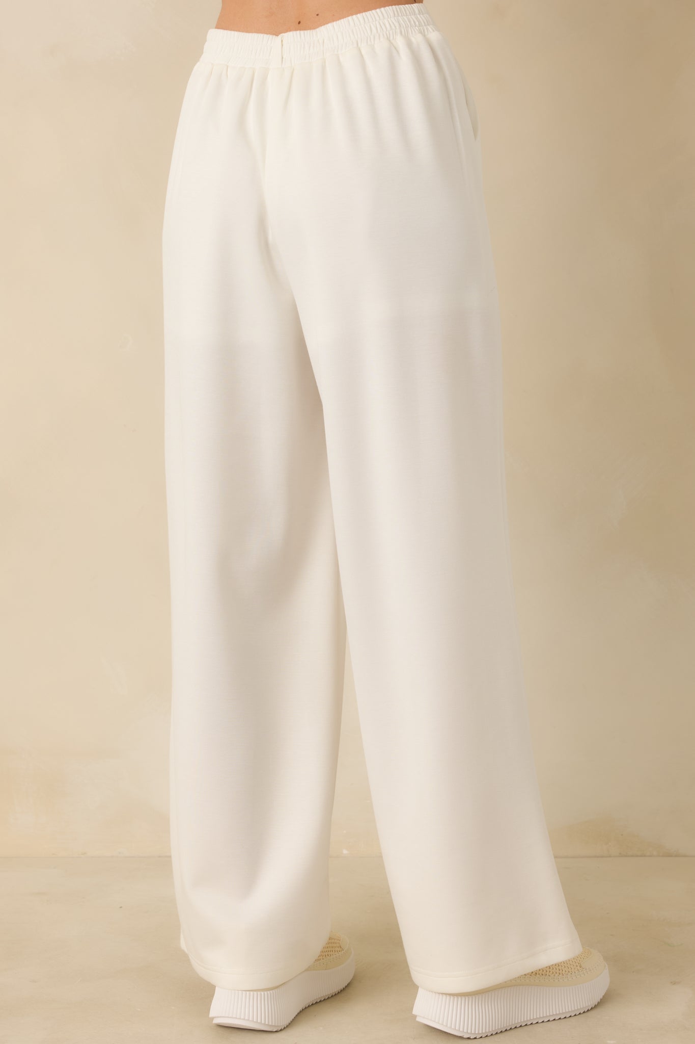 Women's Ready to Jet Cloud White Knit High-Waisted Wide-Leg Pants | 55% Rayon 4