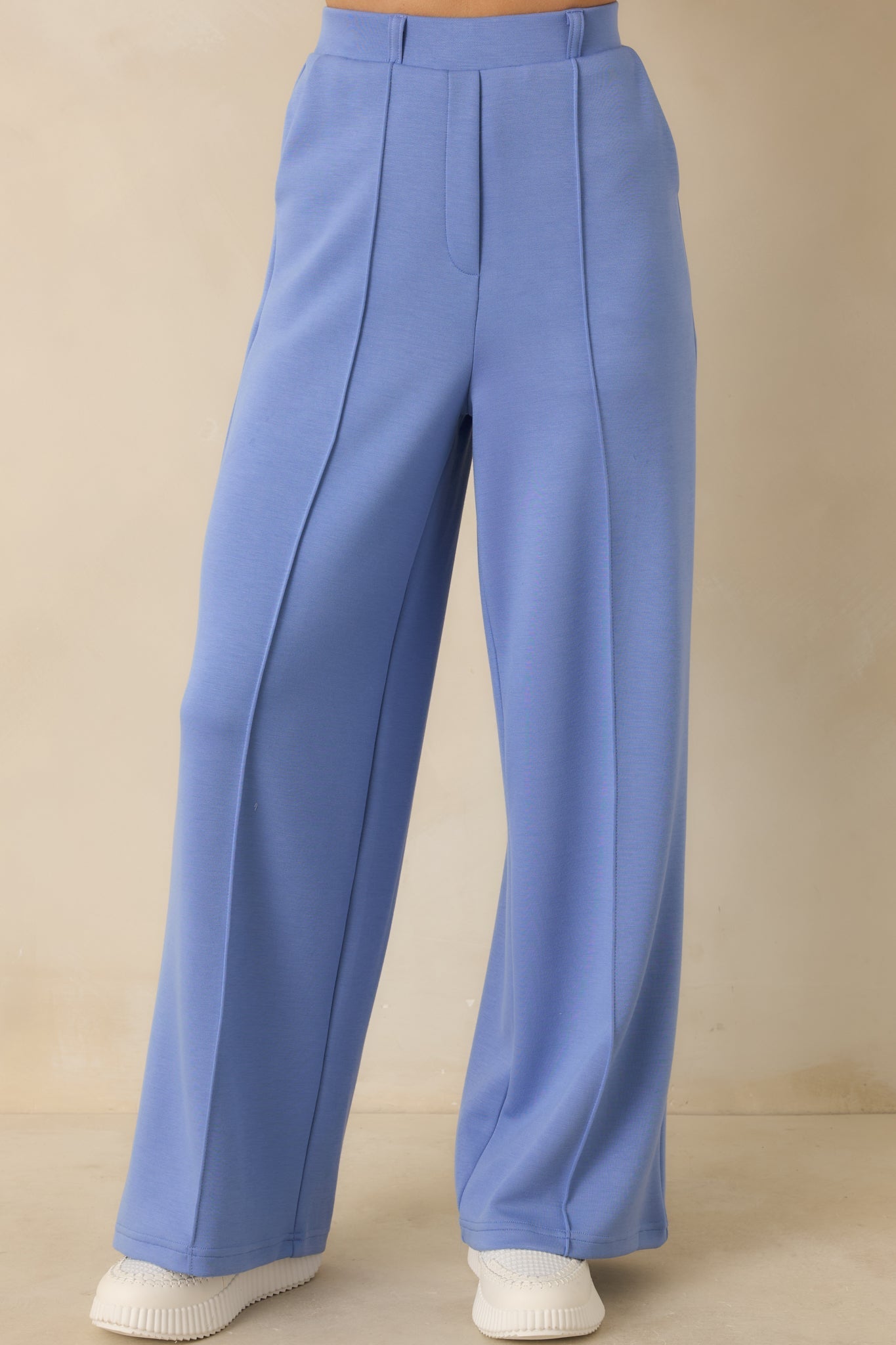 Women's Ready to Jet Horizon Blue Knit High-Waisted Wide-Leg Pants | 55% Rayon 3