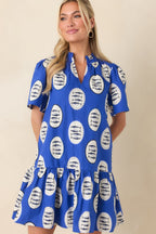 Women's Reel It In Royal Blue Multi Cotton Tiered Mini Dress | 100% Cotton 5