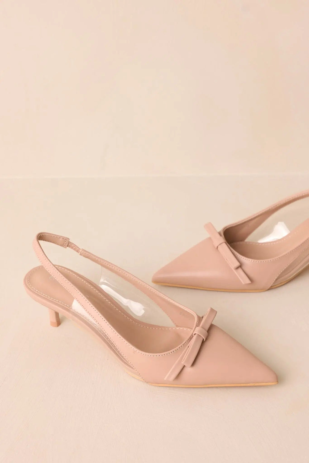Women's Regal Steps Beige Slingback Kitten Heels | Heel Measures 2.25" in Height 1