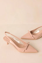Women's Regal Steps Beige Slingback Kitten Heels | Heel Measures 2.25" in Height 1