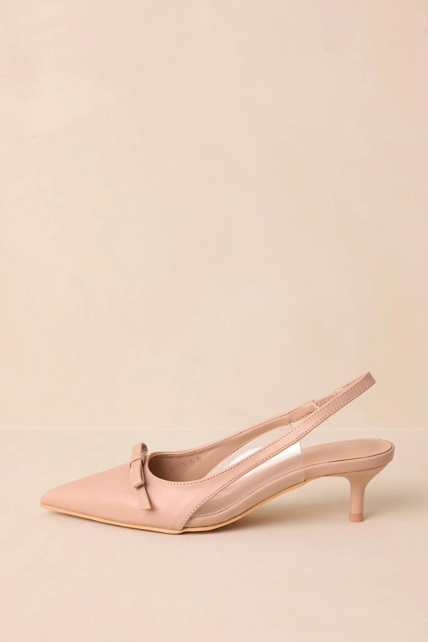 Women's Regal Steps Beige Slingback Kitten Heels | Heel Measures 2.25" in Height 3