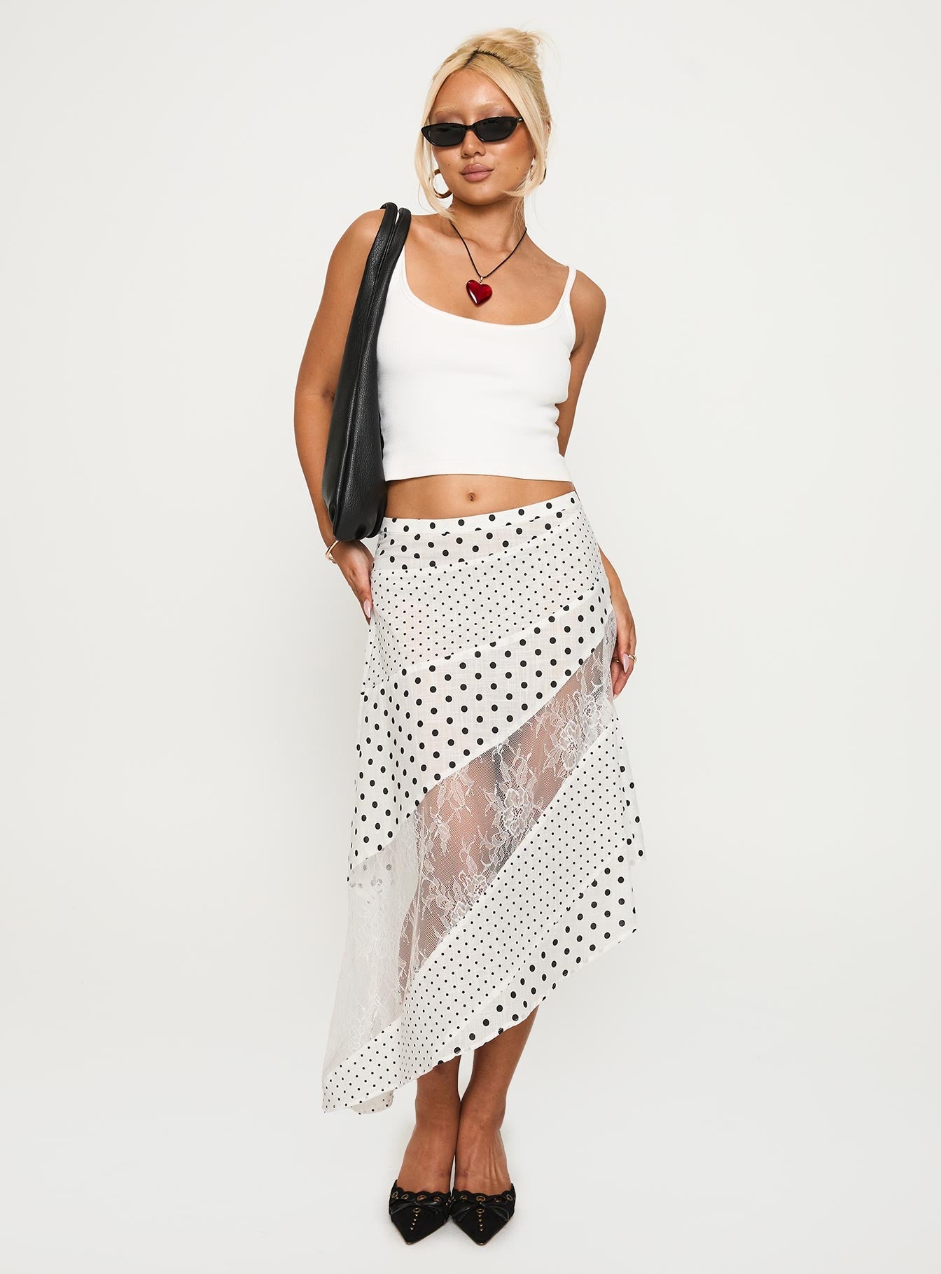 Women's Rennar Maxi Skirt White / Polka Dot | Polka-dot maxi skirt 1
