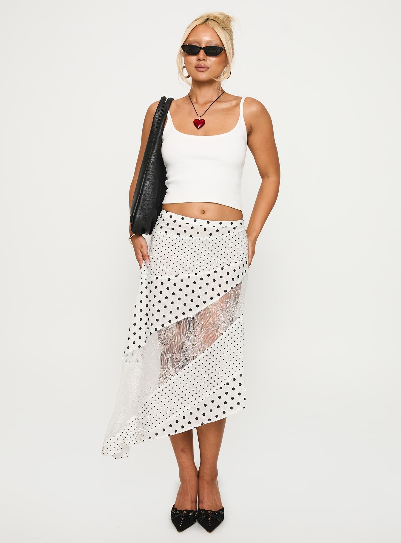 Women's Rennar Maxi Skirt White / Polka Dot | Polka-dot maxi skirt 2