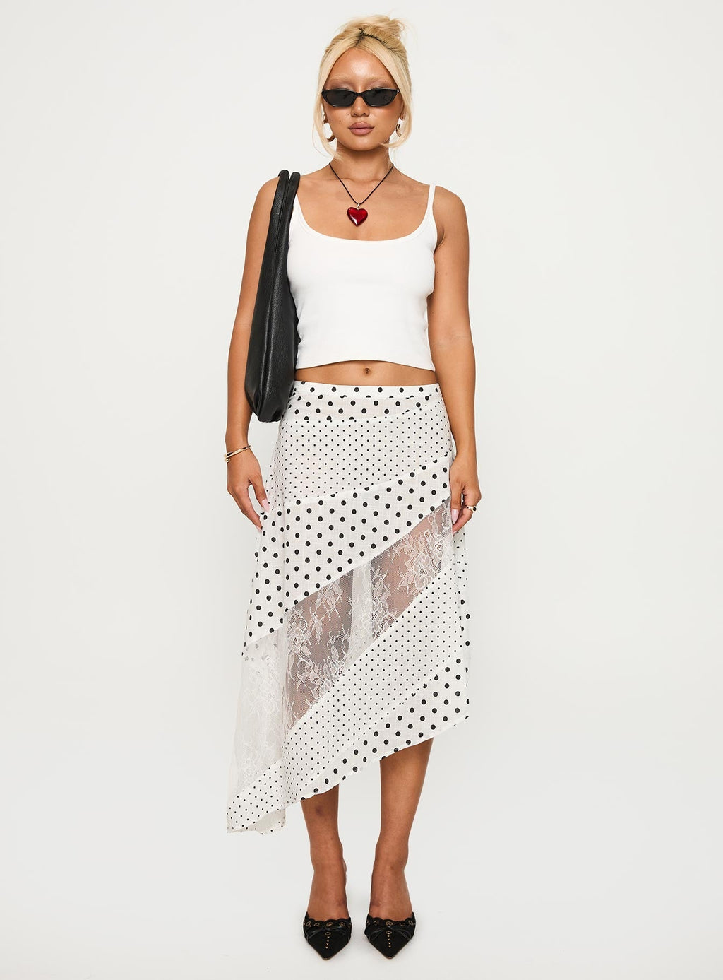 Women's Rennar Maxi Skirt White / Polka Dot | Polka-dot maxi skirt 6