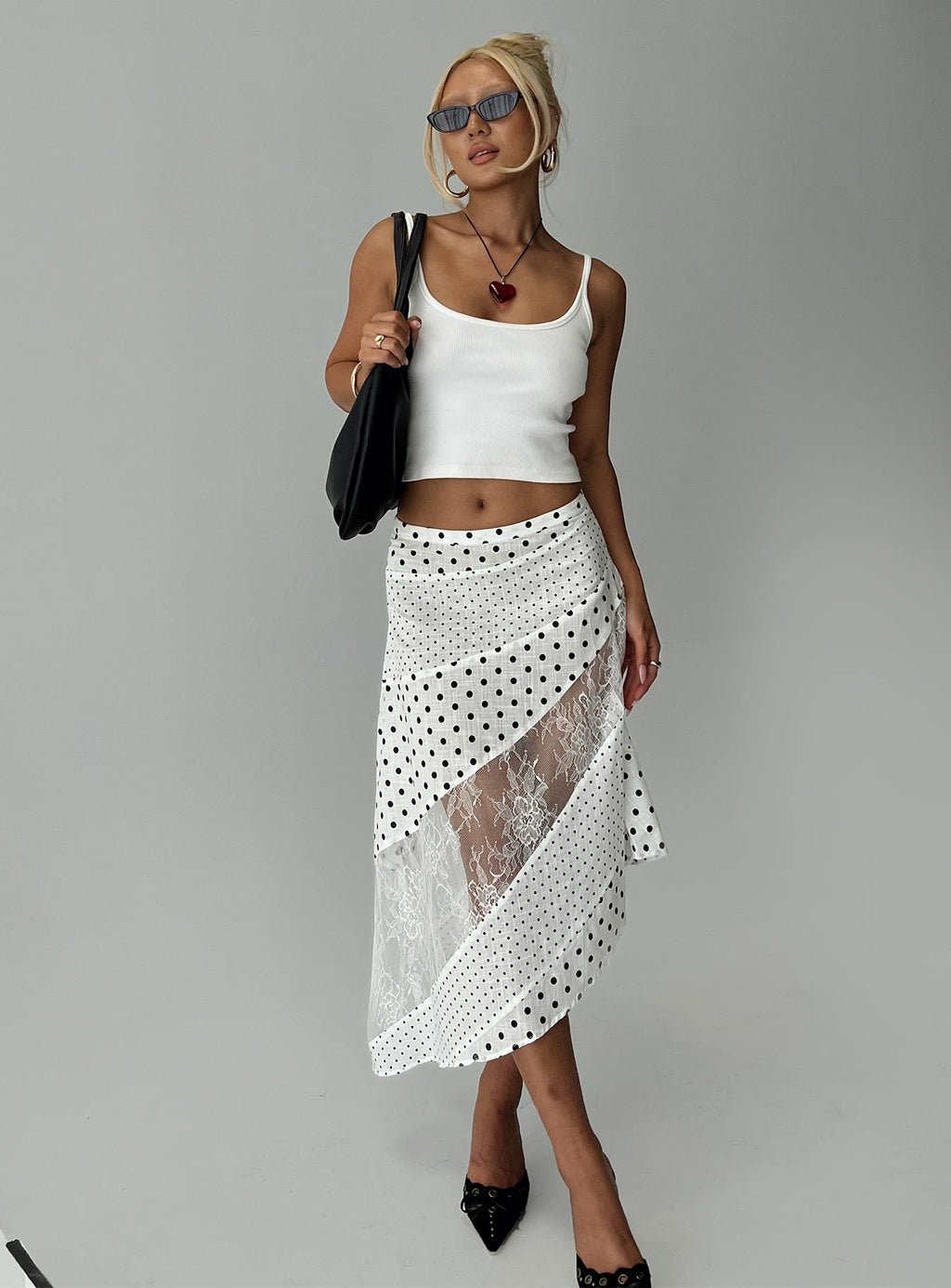 Women's Rennar Maxi Skirt White / Polka Dot | Polka-dot maxi skirt 7