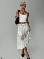 Women's Rennar Maxi Skirt White / Polka Dot | Polka-dot maxi skirt 7