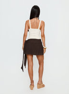 Women's Reviva Ruched Wrap Mini Skirt Chocolate | Wrap mini skirt with ruched detail 4