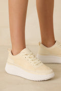 Women's Right on Track Ivory Knit Platform Sneakers | Sole measures 1.75" 0