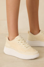 Women's Right on Track Ivory Knit Platform Sneakers | Sole measures 1.75" 0