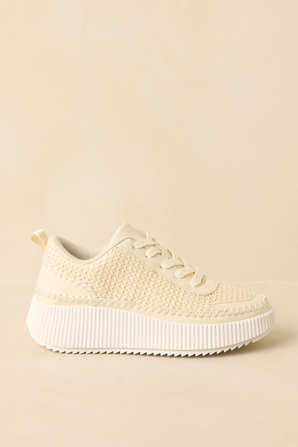 Women's Right on Track Ivory Knit Platform Sneakers | Sole measures 1.75" 2