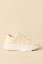 Women's Right on Track Ivory Knit Platform Sneakers | Sole measures 1.75" 2