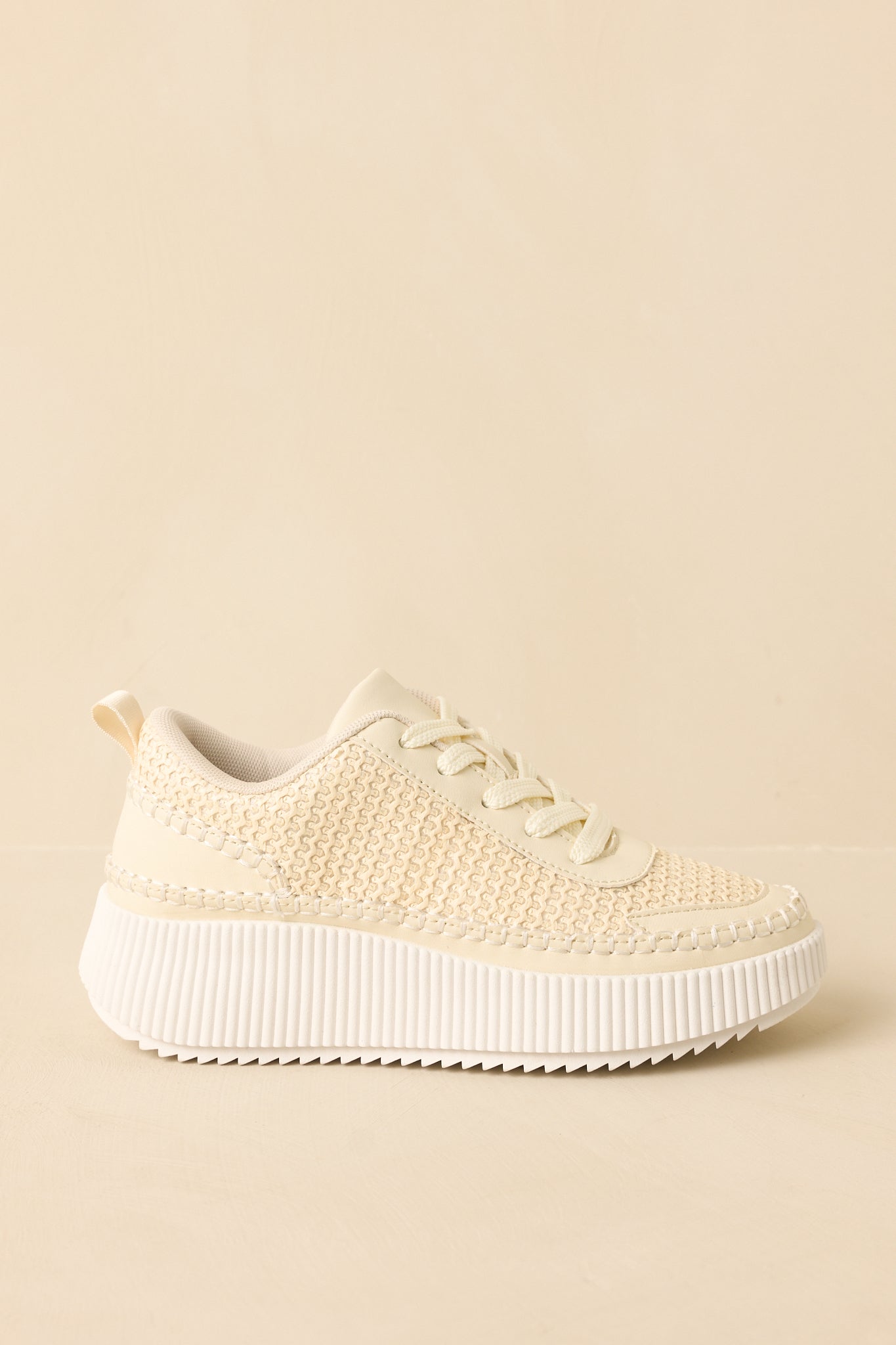 Women's Right on Track Ivory Knit Platform Sneakers | Sole measures 1.75" 2