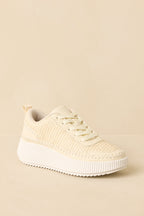 Women's Right on Track Ivory Knit Platform Sneakers | Sole measures 1.75" 3