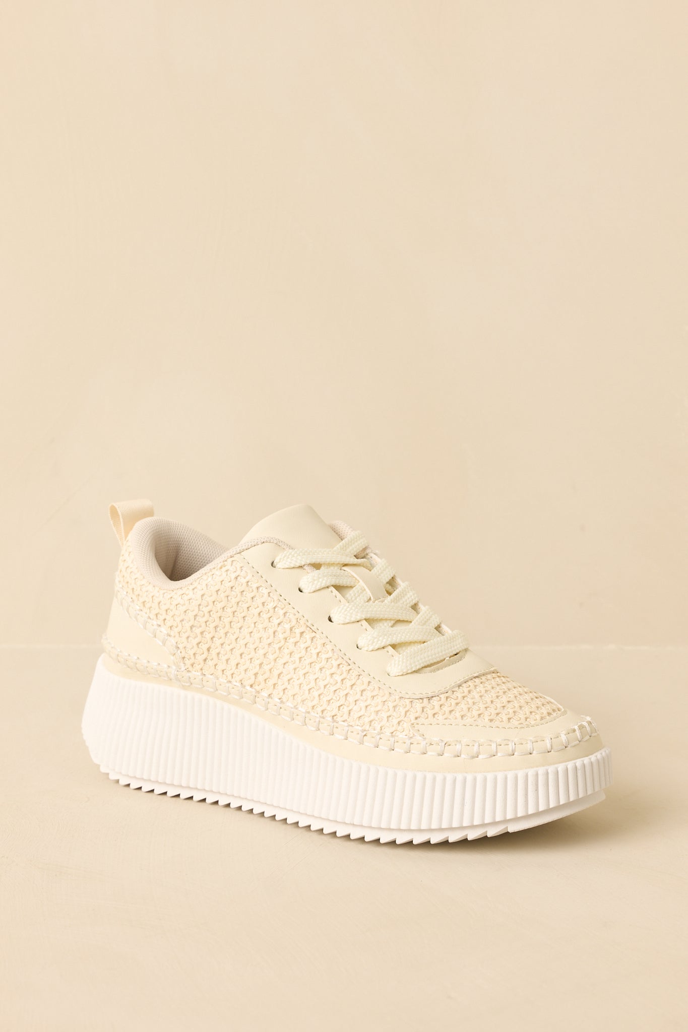 Women's Right on Track Ivory Knit Platform Sneakers | Sole measures 1.75" 3