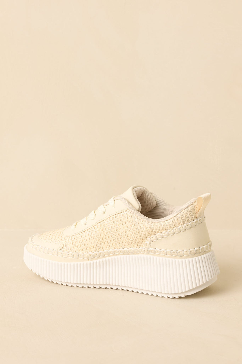 Women's Right on Track Ivory Knit Platform Sneakers | Sole measures 1.75" 5