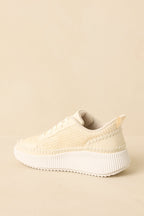Women's Right on Track Ivory Knit Platform Sneakers | Sole measures 1.75" 5