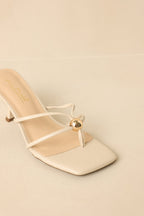 Women's Rise and Shine Natural Faux Leather Strappy Kitten Heel Sandals | Heel measures 2.75" 5