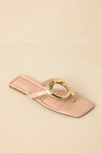 Women's Riviera Glow Nude Patent Gold Accent Sandals | All Man Made Materials 0