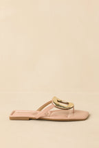 Women's Riviera Glow Nude Patent Gold Accent Sandals | All Man Made Materials 1