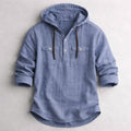 Women's Roberto Russo Cotton Linen Hoodie Shirt | Neckline: Partial button placket 0
