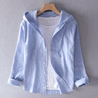 Women's Roberto Russo Hooded Linen Shirt with Buttons | Material: Linen-cotton blend 0