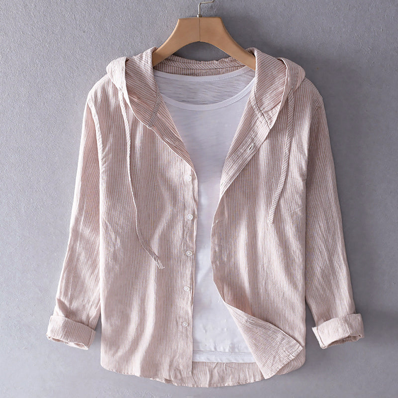Women's Roberto Russo Hooded Linen Shirt with Buttons | Material: Linen-cotton blend 2