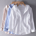 Women's Roberto Russo Hooded Linen Shirt with Buttons | Material: Linen-cotton blend 4
