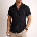 Women's Roberto Russo Printed Short Sleeve Shirt | Neckline: Henley-style button front with collar 0