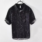 Women's Roberto Russo Printed Short Sleeve Shirt | Neckline: Henley-style button front with collar 2