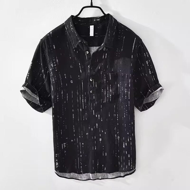 Women's Roberto Russo Printed Short Sleeve Shirt | Neckline: Henley-style button front with collar 2
