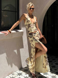 Women's Roselin Mesh Maxi Skirt Brown Floral | Maxi skirt in floral print & mesh fabric 0
