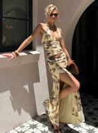 Women's Roselin Mesh Maxi Skirt Brown Floral | Maxi skirt in floral print & mesh fabric 0