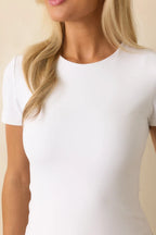 Women's Roxi White Fitted Crewneck Stretch Tee | 94% Nylon & 6% Spandex 3