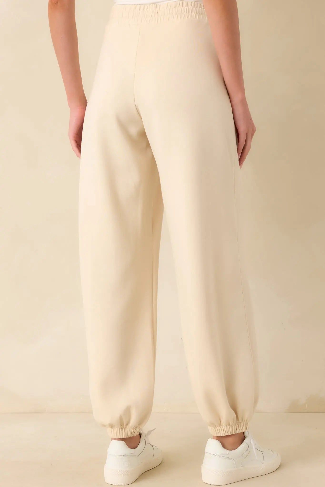 Women's Running Errands Ecru Beige Joggers | 46% Rayon 3