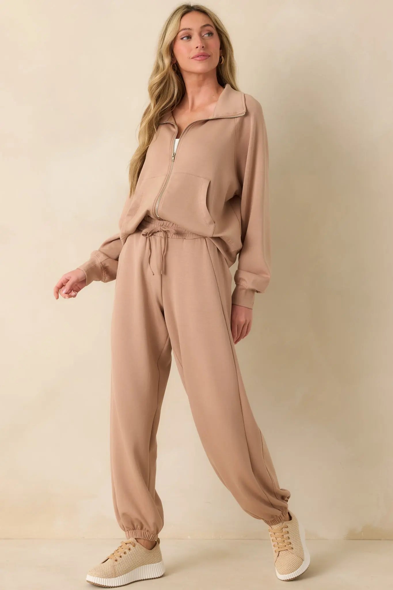 Women's Running Errands Tan Joggers | 46% Rayon 1