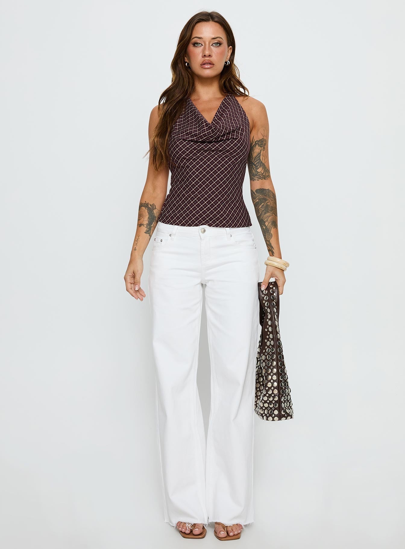 Women's Sabryna Low Rise Straight Leg Jeans White | Denim jeans with a low-rise fit & a wide-leg cut 6