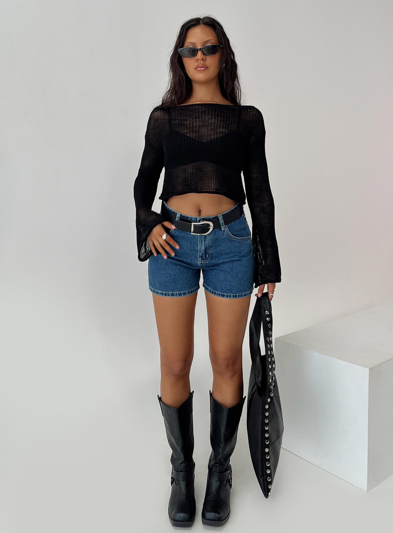 Women's Saldana Shorts Mid Blue Denim | Mid-rise denim Shorts 0